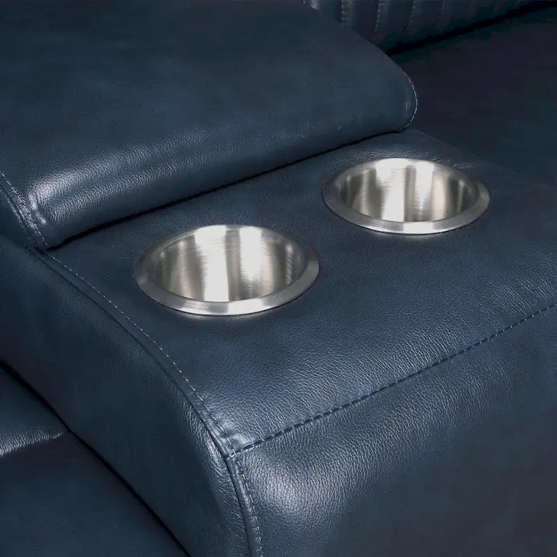 Juego de sofá reclinable eléctrico de cuero de 3 piezas con gravedad cero, reposacabezas y soporte lumbar eléctricos, puertos USB y USB-C