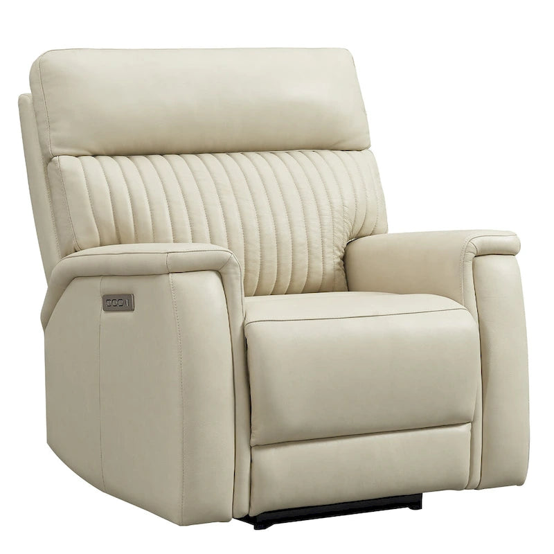 Juego de sofá reclinable eléctrico de cuero de 3 piezas con gravedad cero, reposacabezas y soporte lumbar eléctricos, puertos USB y USB-C
