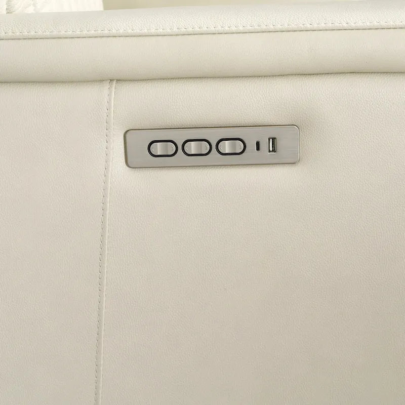 Juego de sofá reclinable eléctrico de cuero de 3 piezas con gravedad cero, reposacabezas y soporte lumbar eléctricos, puertos USB y USB-C