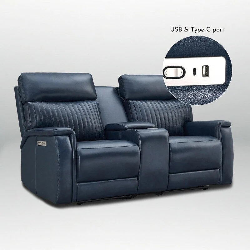 73-Zoll-Leder-Loveseat mit elektrischer Zero-Gravity-Liegeverstellung, elektrischer Kopfstütze und elektrischer Lordosenstütze, USB- und USB-C-Anschluss
