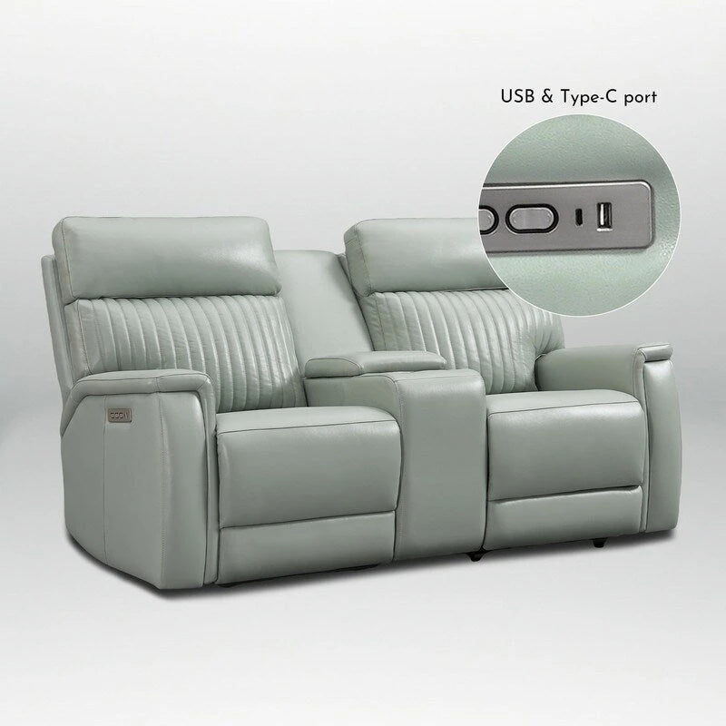73-Zoll-Leder-Loveseat mit elektrischer Zero-Gravity-Liegeverstellung, elektrischer Kopfstütze und elektrischer Lordosenstütze, USB- und USB-C-Anschluss