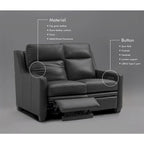 Echtleder-Liegesofa, 56-Zoll-Zweisitzer mit Dreifachmotor, elektrischer Zero-Wall-Verstellung und USB- sowie USB-C-Anschluss