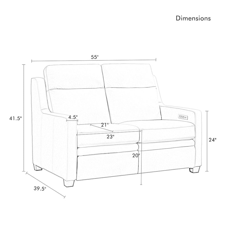Echtleder-Liegesofa, 56-Zoll-Zweisitzer mit Dreifachmotor, elektrischer Zero-Wall-Verstellung und USB- sowie USB-C-Anschluss