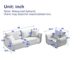 Set di divani modulari in tessuto di lino da 2 pezzi e 4 posti, configurazione con divano a 3 posti + poltrona, struttura in legno e 3 cuscini