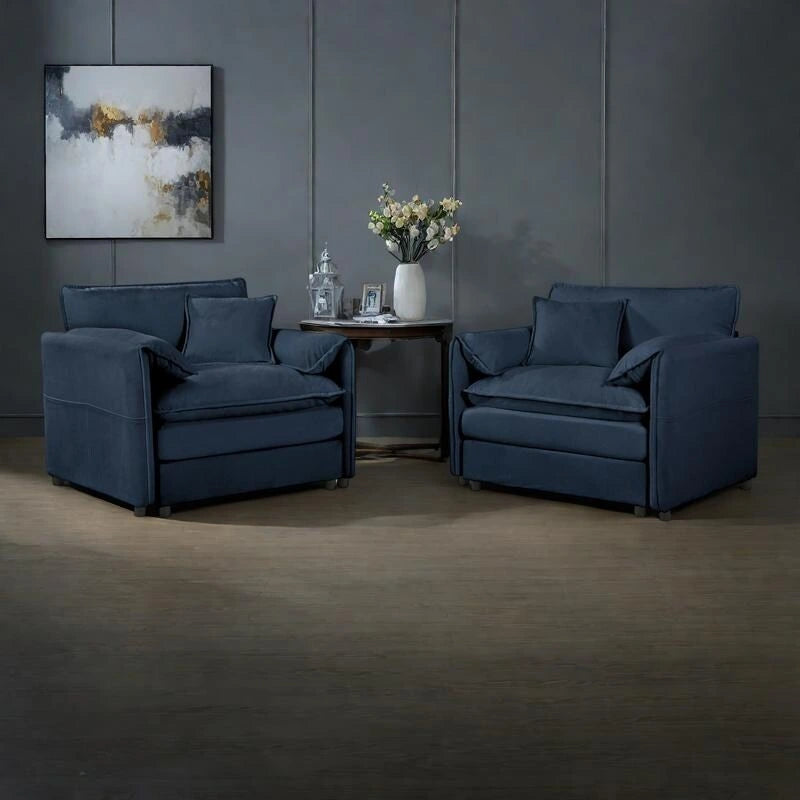 Conjunto de sofá y sillones decorativos de chenilla de 2 piezas, con 2 sillones extragrandes y asientos de 29.92 de profundidad (capacidad de 800 lb)