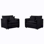 Conjunto de sofá y sillones decorativos de chenilla de 2 piezas, con 2 sillones extragrandes y asientos de 29.92 de profundidad (capacidad de 800 lb)