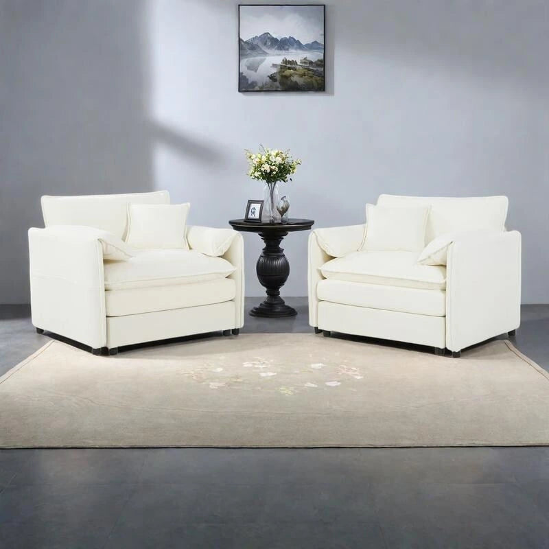 Conjunto de sofá y sillones decorativos de chenilla de 2 piezas, con 2 sillones extragrandes y asientos de 29.92 de profundidad (capacidad de 800 lb)