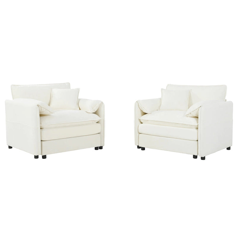 Conjunto de sofá y sillones decorativos de chenilla de 2 piezas, con 2 sillones extragrandes y asientos de 29.92 de profundidad (capacidad de 800 lb)