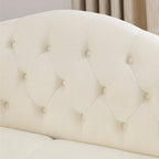 2-delige fluwelen Chesterfield-bankset voor 6 personen (twee 3-zitsbanken) met gecapitonneerde rugleuning en nagelkopafwerking