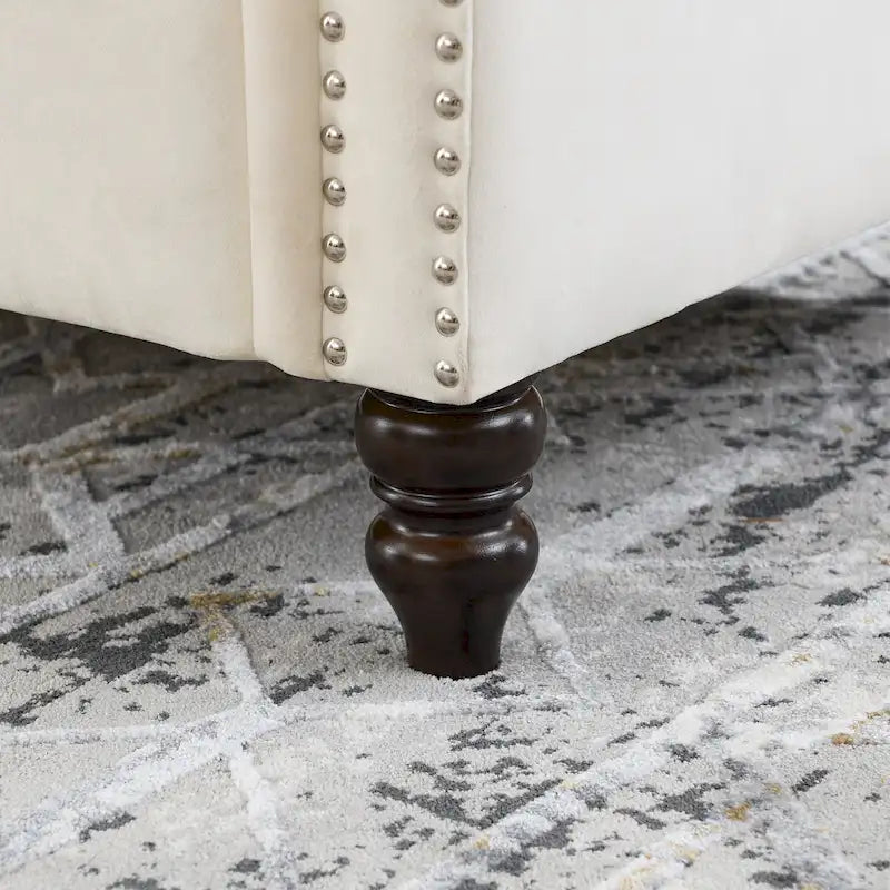 2-delige fluwelen Chesterfield-bankset voor 6 personen (twee 3-zitsbanken) met gecapitonneerde rugleuning en nagelkopafwerking