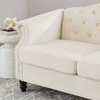 2-delige fluwelen Chesterfield-bankset voor 6 personen (twee 3-zitsbanken) met gecapitonneerde rugleuning en nagelkopafwerking