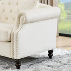 2-delige fluwelen Chesterfield-bankset voor 6 personen (twee 3-zitsbanken) met gecapitonneerde rugleuning en nagelkopafwerking
