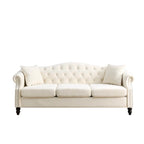 2-delige fluwelen Chesterfield-bankset voor 6 personen (twee 3-zitsbanken) met gecapitonneerde rugleuning en nagelkopafwerking