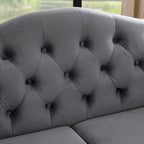 2-delige fluwelen Chesterfield-bankset voor 6 personen (twee 3-zitsbanken) met gecapitonneerde rugleuning en nagelkopafwerking