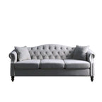 2-delige fluwelen Chesterfield-bankset voor 6 personen (twee 3-zitsbanken) met gecapitonneerde rugleuning en nagelkopafwerking