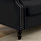 2-delige fluwelen Chesterfield-bankset voor 6 personen (twee 3-zitsbanken) met gecapitonneerde rugleuning en nagelkopafwerking