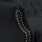 2-delige fluwelen Chesterfield-bankset voor 6 personen (twee 3-zitsbanken) met gecapitonneerde rugleuning en nagelkopafwerking