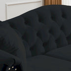 2-delige fluwelen Chesterfield-bankset voor 6 personen (twee 3-zitsbanken) met gecapitonneerde rugleuning en nagelkopafwerking