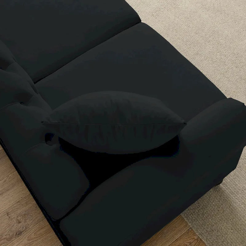 2-delige fluwelen Chesterfield-bankset voor 6 personen (twee 3-zitsbanken) met gecapitonneerde rugleuning en nagelkopafwerking