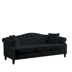 2-delige fluwelen Chesterfield-bankset voor 6 personen (twee 3-zitsbanken) met gecapitonneerde rugleuning en nagelkopafwerking