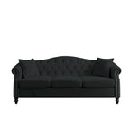 2-delige fluwelen Chesterfield-bankset voor 6 personen (twee 3-zitsbanken) met gecapitonneerde rugleuning en nagelkopafwerking