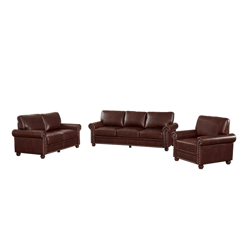 Set di divani in ecopelle moderno di metà secolo da 3 pezzi con contenitore, con posti 1+2+3