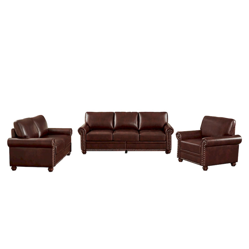 Set di divani in ecopelle moderno di metà secolo da 3 pezzi con contenitore, con posti 1+2+3