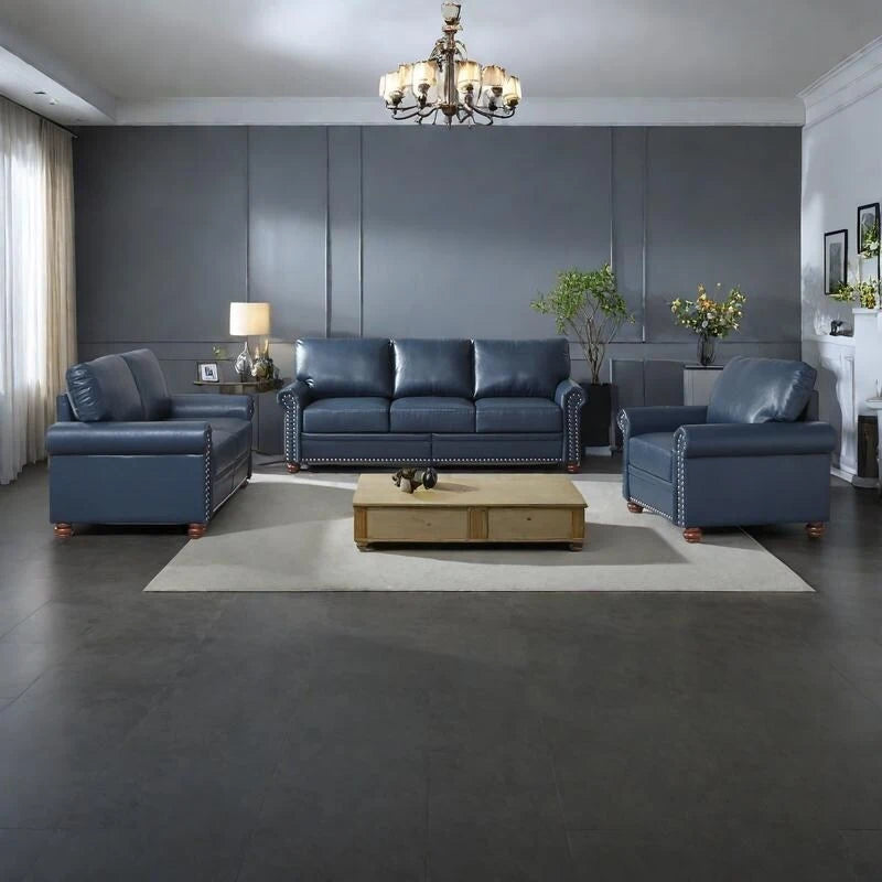 Set di divani in ecopelle moderno di metà secolo da 3 pezzi con contenitore, con posti 1+2+3