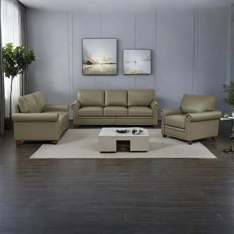 Set di divani in ecopelle moderno di metà secolo da 3 pezzi con contenitore, con posti 1+2+3
