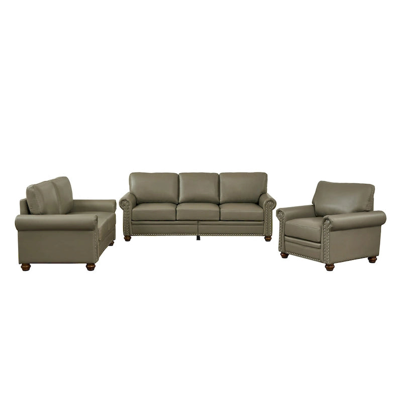 Set di divani in ecopelle moderno di metà secolo da 3 pezzi con contenitore, con posti 1+2+3