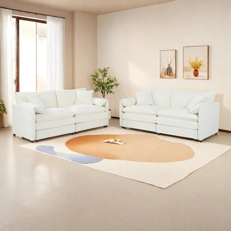 2-teiliges Chenille-Loveseat-Sofa-Set Cloud 75.59 mit tiefer Sitzfläche und 4 Kissen
