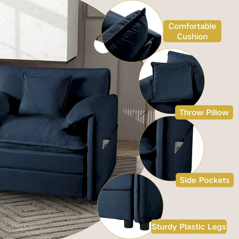 2-teiliges Chenille-Loveseat-Sofa-Set Cloud 75.59 mit tiefer Sitzfläche und 4 Kissen