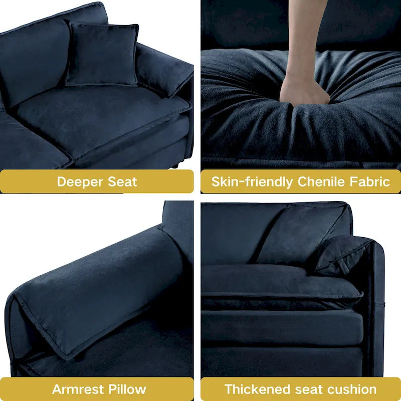 2-teiliges Chenille-Loveseat-Sofa-Set Cloud 75.59 mit tiefer Sitzfläche und 4 Kissen
