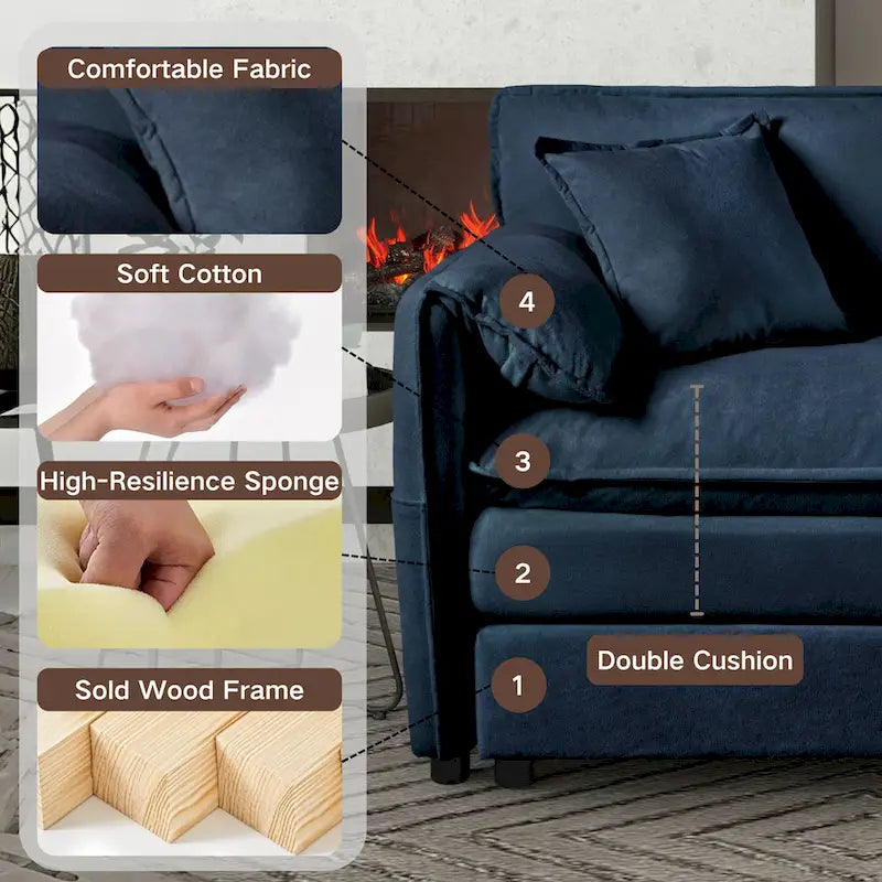 2-teiliges Chenille-Loveseat-Sofa-Set Cloud 75.59 mit tiefer Sitzfläche und 4 Kissen