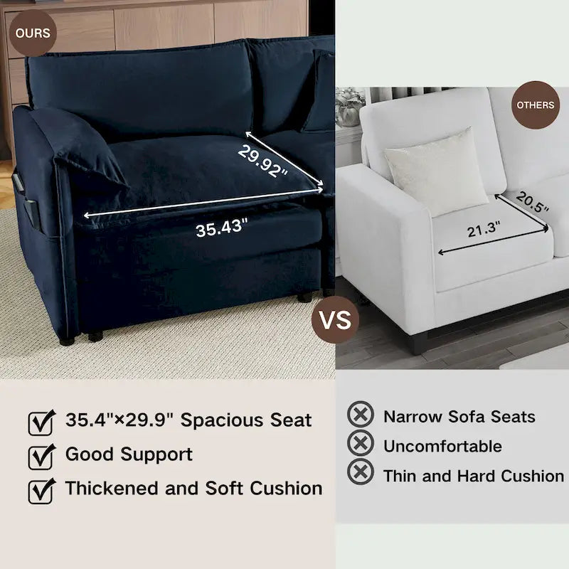 2-teiliges Chenille-Loveseat-Sofa-Set Cloud 75.59 mit tiefer Sitzfläche und 4 Kissen