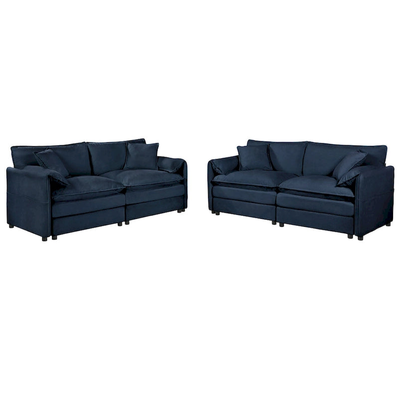 2-teiliges Chenille-Loveseat-Sofa-Set Cloud 75.59 mit tiefer Sitzfläche und 4 Kissen