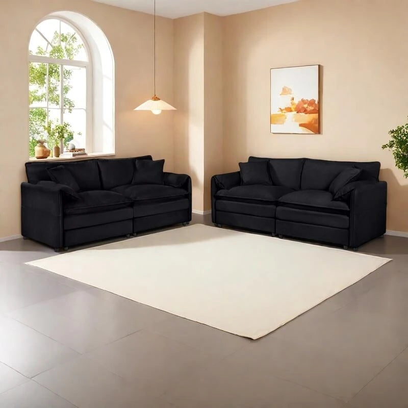 2-teiliges Chenille-Loveseat-Sofa-Set Cloud 75.59 mit tiefer Sitzfläche und 4 Kissen