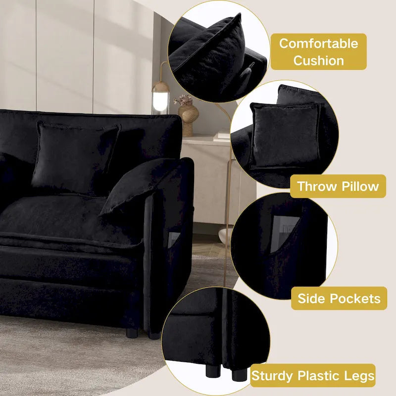 2-teiliges Chenille-Loveseat-Sofa-Set Cloud 75.59 mit tiefer Sitzfläche und 4 Kissen