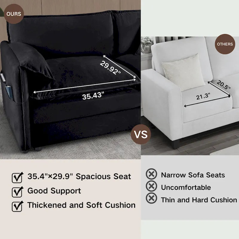 2-teiliges Chenille-Loveseat-Sofa-Set Cloud 75.59 mit tiefer Sitzfläche und 4 Kissen
