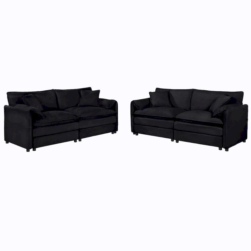 2-teiliges Chenille-Loveseat-Sofa-Set Cloud 75.59 mit tiefer Sitzfläche und 4 Kissen