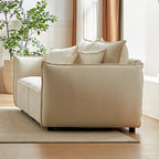6-Sitzer-Modulsofaset aus Leinen mit 3+3-Sitzer-Kombination, Holzrahmen und 4 Kissen