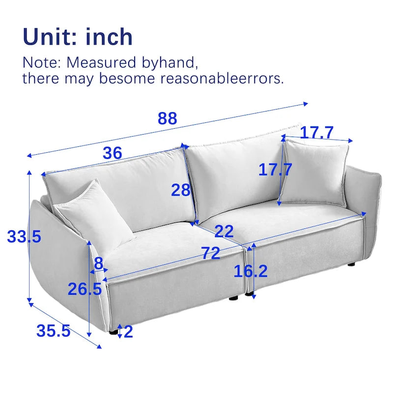 6-Sitzer-Modulsofaset aus Leinen mit 3+3-Sitzer-Kombination, Holzrahmen und 4 Kissen