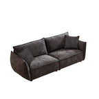 6-Sitzer-Modulsofaset aus Leinen mit 3+3-Sitzer-Kombination, Holzrahmen und 4 Kissen