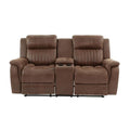 Modernes manuell verstellbares 1-Sitzer-Sofa mit Konsole, 1-teilig, für das Wohnzimmer, dunkel kaffeefarbener atmungsaktiver Kunstlederbezug