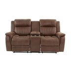 Modernes manuell verstellbares 1-Sitzer-Sofa mit Konsole, 1-teilig, für das Wohnzimmer, dunkel kaffeefarbener atmungsaktiver Kunstlederbezug