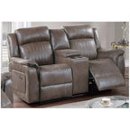 Modernes manuell verstellbares 1-Sitzer-Sofa mit Konsole, 1-teilig, für das Wohnzimmer, dunkel kaffeefarbener atmungsaktiver Kunstlederbezug