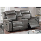 Modernes manuell verstellbares 1-Sitzer-Sofa mit Konsole, 1-teilig, für das Wohnzimmer, dunkel kaffeefarbener atmungsaktiver Kunstlederbezug