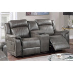 Modernes manuell verstellbares 1-Sitzer-Sofa mit Konsole, 1-teilig, für das Wohnzimmer, dunkel kaffeefarbener atmungsaktiver Kunstlederbezug