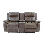 Modernes manuell verstellbares 1-Sitzer-Sofa mit Konsole, 1-teilig, für das Wohnzimmer, dunkel kaffeefarbener atmungsaktiver Kunstlederbezug