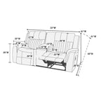Modernes manuell verstellbares 1-Sitzer-Sofa mit Konsole, 1-teilig, für das Wohnzimmer, dunkel kaffeefarbener atmungsaktiver Kunstlederbezug